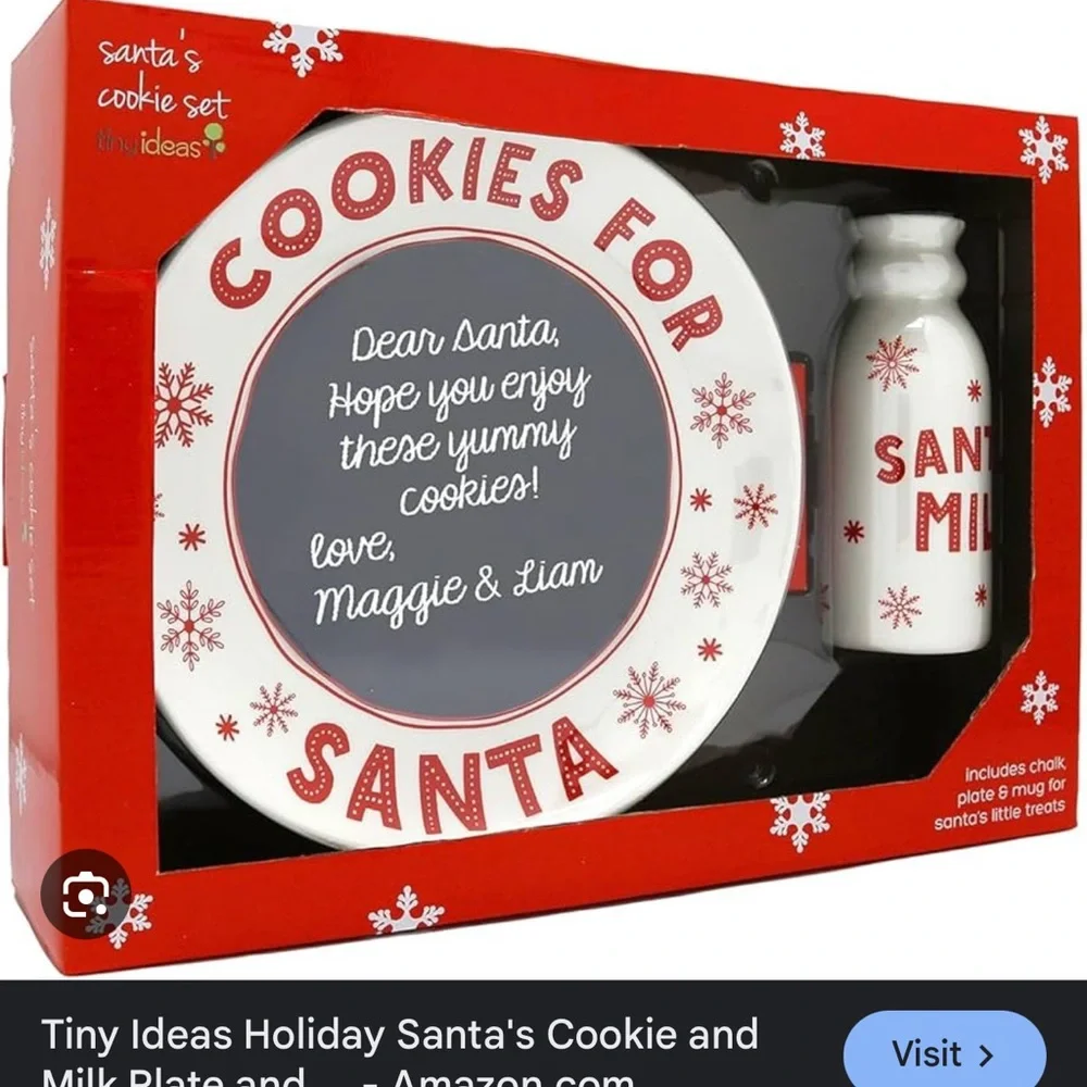 New in Box Santa Milk and Cookies Set‎ with Chalk